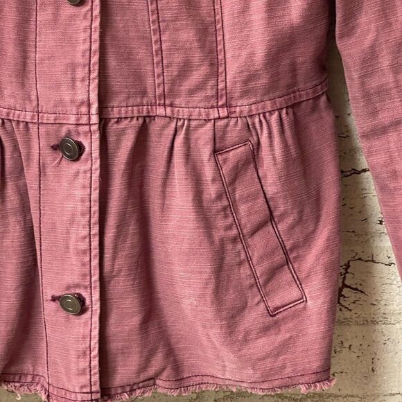 Altard State Raw Hem Fringe Peplum rose Jean Jacket S - Picture 4 of 10